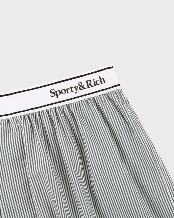 Sporty & Rich Serif Logo Boxer - Forest Striped