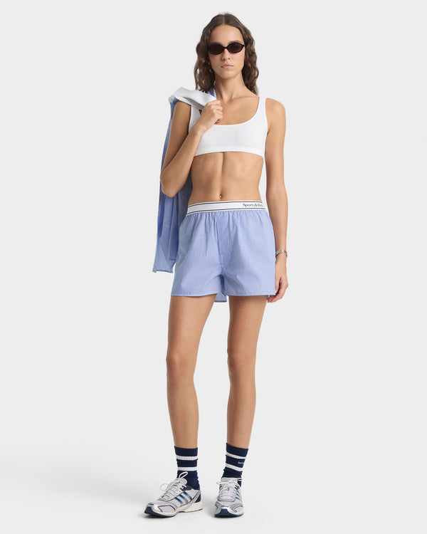 Sporty & Rich Serif Logo Boxer - Navy Stripe
