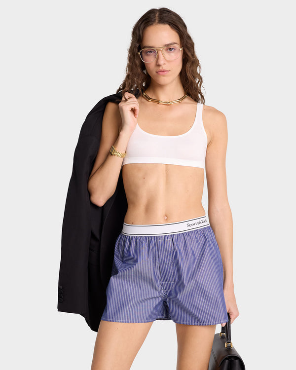 Sporty & Rich Serif Logo Boxer - Navy/White