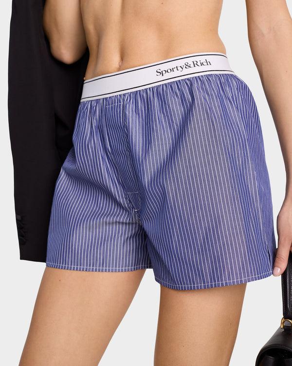 Sporty & Rich Serif Logo Boxer - Navy/White
