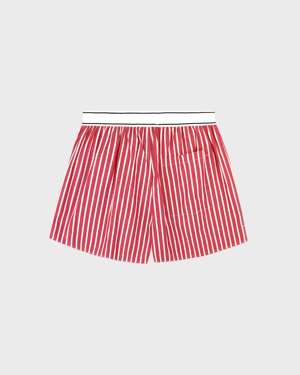 Sporty & Rich Serif Logo Boxer - Ruby Stripe