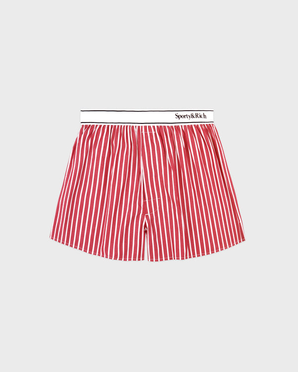 sporty & rich Serif Logo Boxer - Ruby Stripe