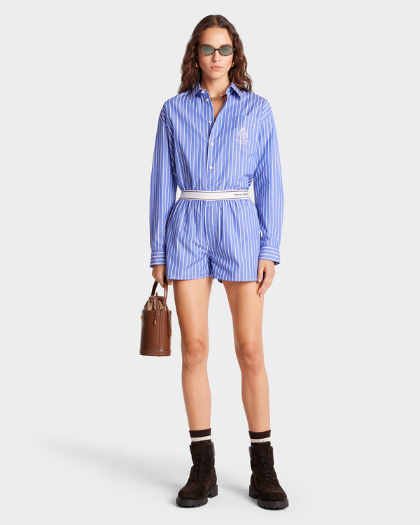 Sporty & Rich Serif Logo Boxer Short - Blue Striped