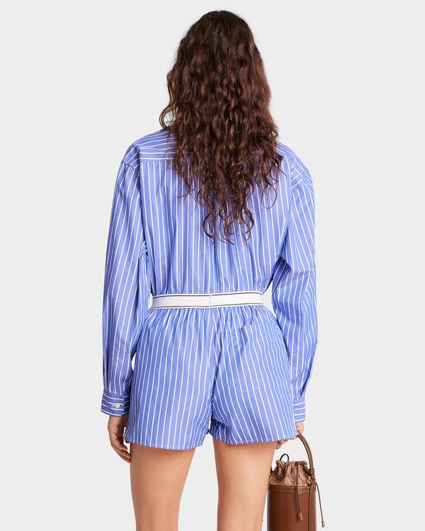 Sporty & Rich Serif Logo Boxer Short - Blue Striped