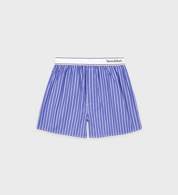 sporty & rich Serif Logo Boxer Short - Blue Striped