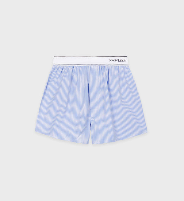 sporty & rich Serif Logo Boxer Short - Sky Blue/White
