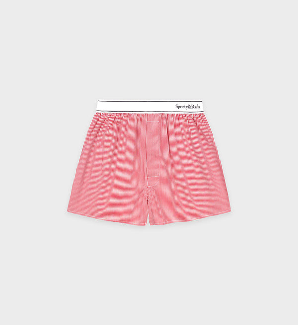 sporty & rich Serif Logo Boxer - White/Red Stripe