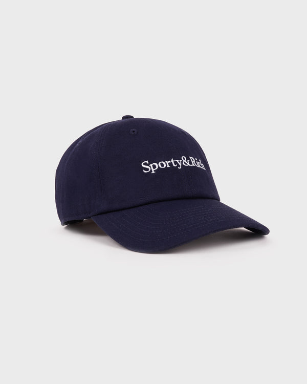 Sporty & Rich Serif Logo Hat - Navy/White