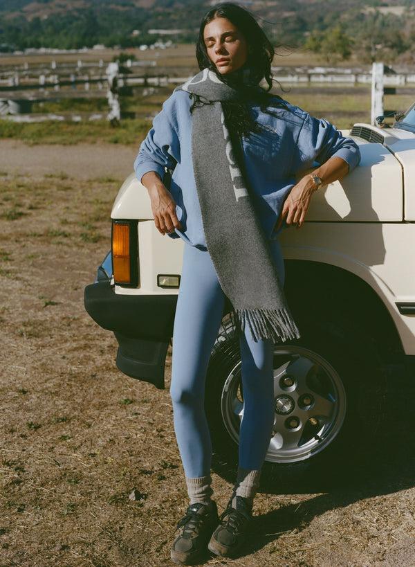 Sporty & Rich Serif Logo Legging - Colony Blue/White