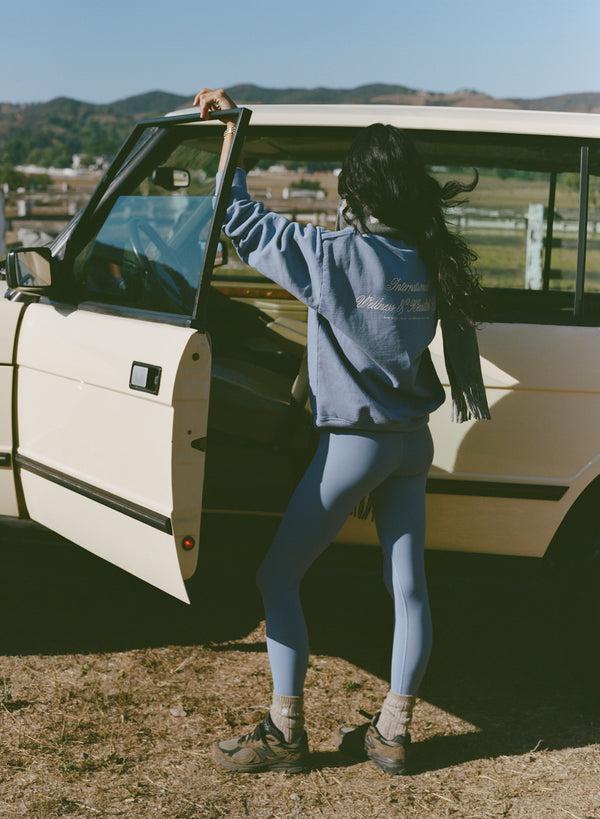 Sporty & Rich Serif Logo Legging - Colony Blue/White