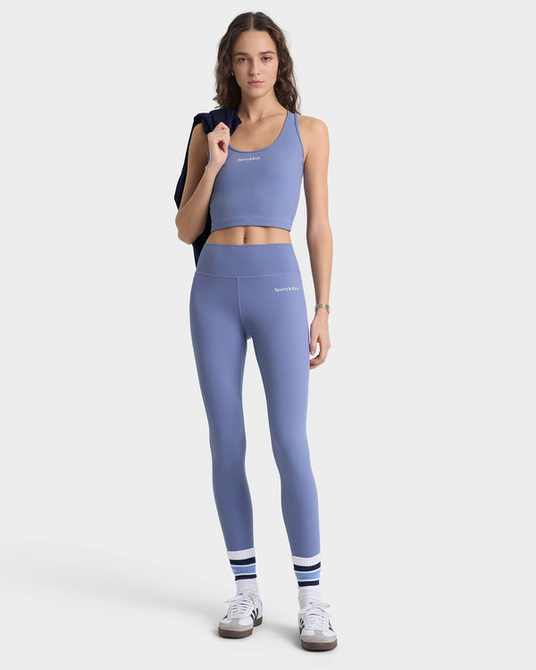 Sporty & Rich Serif Logo Legging - Colony Blue/White