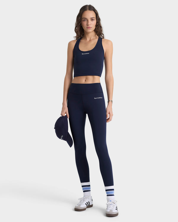Sporty & Rich Serif Logo Legging - Navy/White