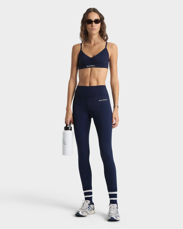Sporty & Rich Serif Logo Legging - Navy/White