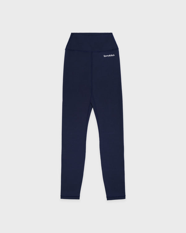 sporty & rich Serif Logo Legging - Navy/White