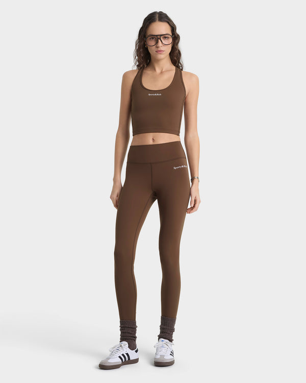 Sporty & Rich Serif Logo Legging - Toffee/White