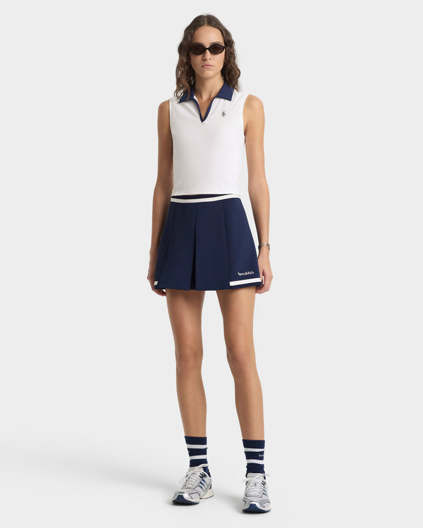 Sporty & Rich Serif Logo Mila Skirt - Navy/White