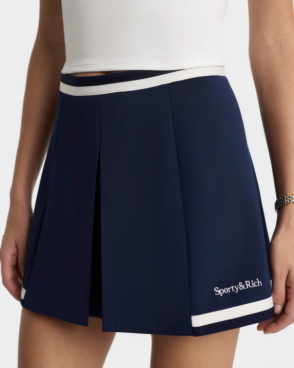 Sporty & Rich Serif Logo Mila Skirt - Navy/White