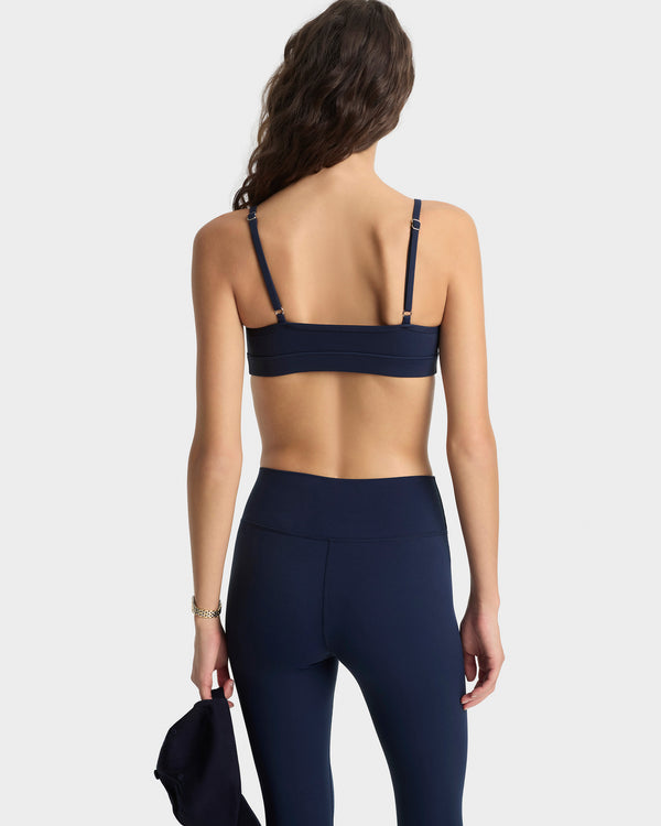 Sporty & Rich Serif Logo Mini Sports Bra - Navy/White