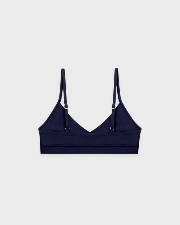 Sporty & Rich Serif Logo Mini Sports Bra - Navy/White