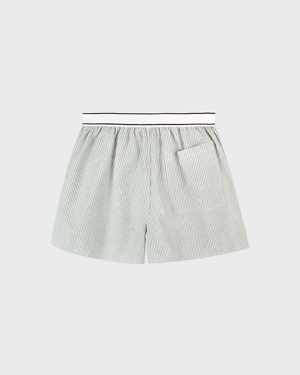 Sporty & Rich Serif Logo Oxford Boxer - Forest Striped