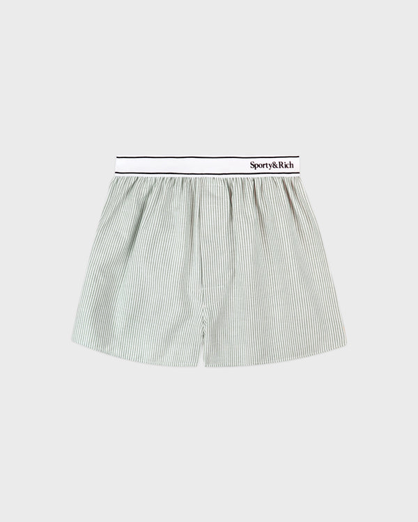 sporty & rich Serif Logo Oxford Boxer - Forest striped