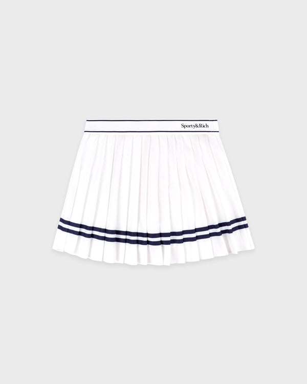 sporty & rich Serif Logo Pleated Skirt - White/Navy