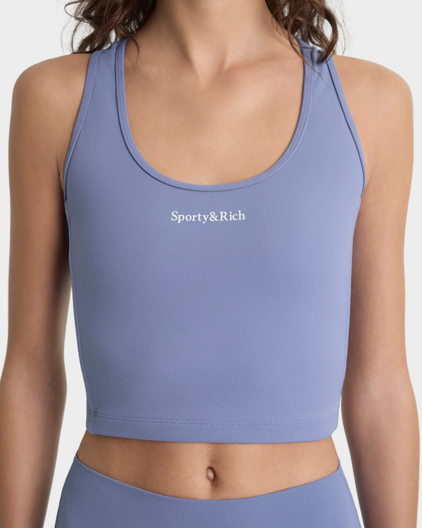 Sporty & Rich Serif Logo Sports Tank - Colony Blue