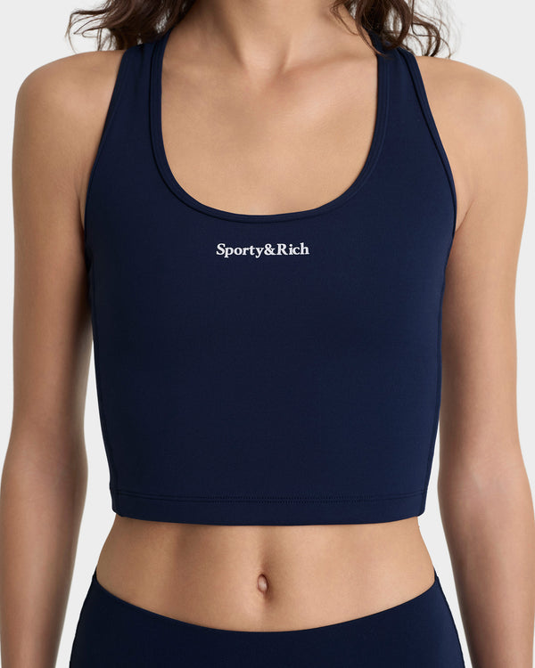 Sporty & Rich Serif Logo Sports Tank - Navy/White