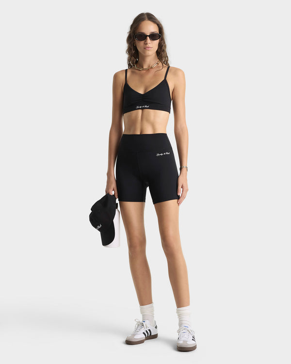 Sporty & Rich Signature Logo Biker Short - Black/White
