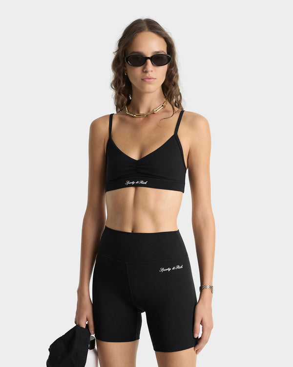 Sporty & Rich Signature Logo Biker Short - Black/White