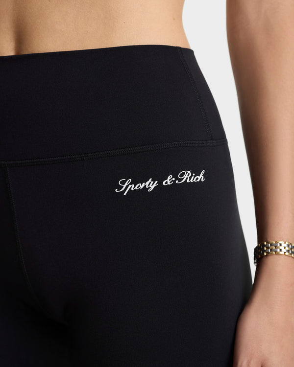 Sporty & Rich Signature Logo Biker Short - Black/White