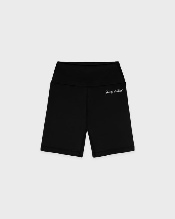 sporty & rich Signature Logo Biker Short - Black/White