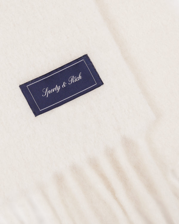 Sporty & Rich Signature Logo Fuzzy Scarf - Ecru