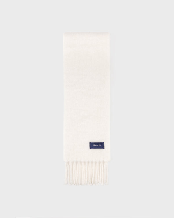 sporty & rich Signature Logo Fuzzy Scarf - Ecru
