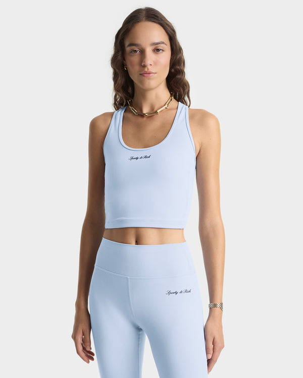 Sporty & Rich Signature Logo Legging - Faded Blue/Navy