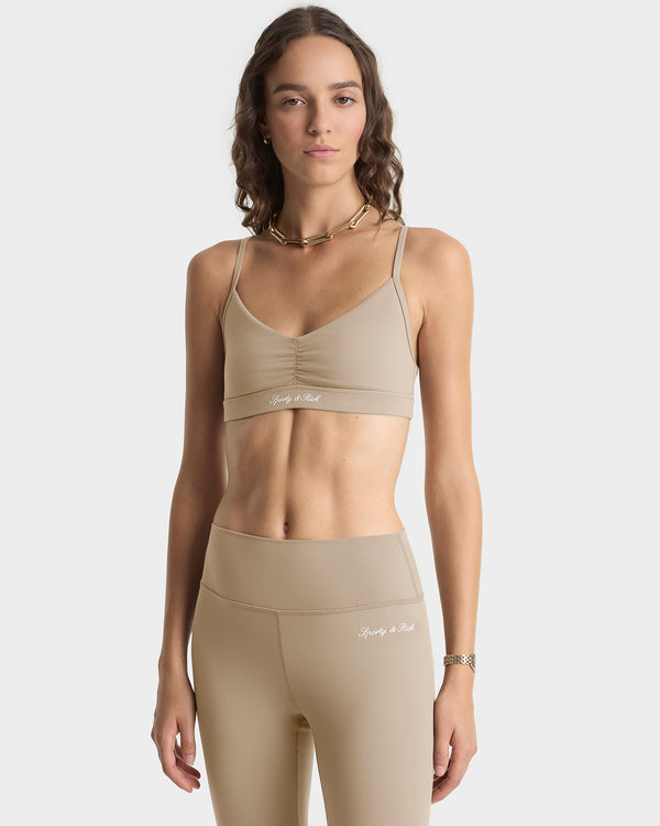 Sporty & Rich Signature Logo Legging - Hazelnut/White