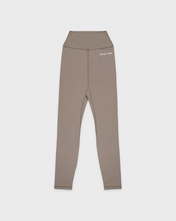 sporty & rich Signature Logo Legging - Hazelnut/White