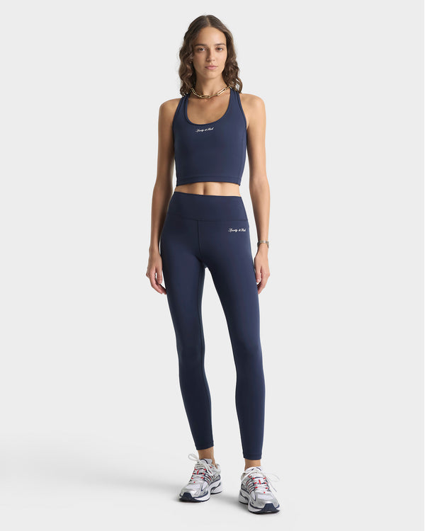 Sporty & Rich Signature Logo Legging - Navy/White