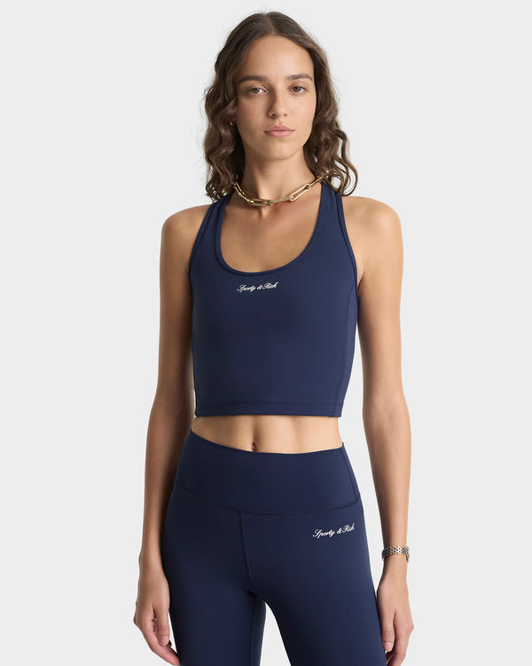 Sporty & Rich Signature Logo Legging - Navy/White