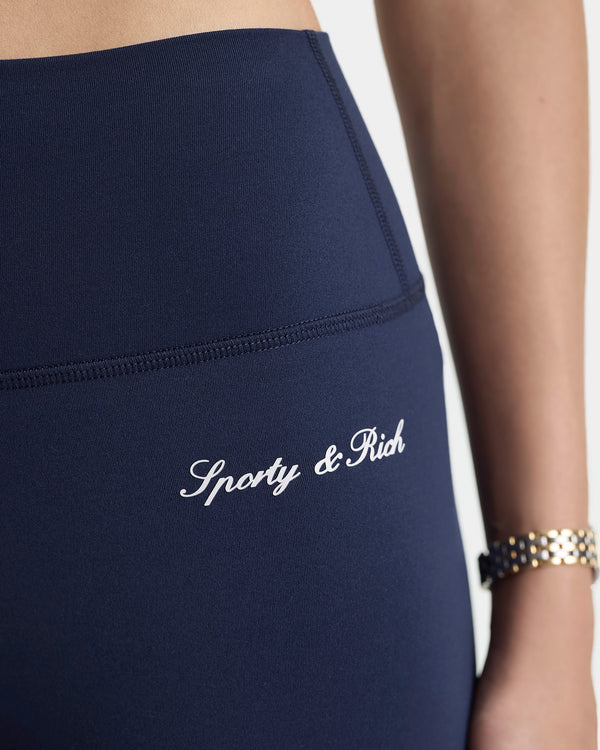 Sporty & Rich Signature Logo Legging - Navy/White