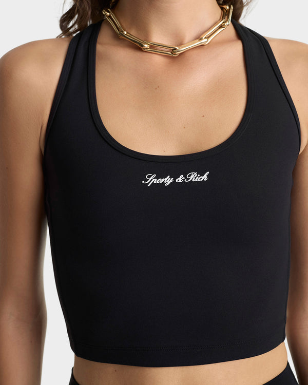 Sporty & Rich Signature Logo Sports Tank - Black/White