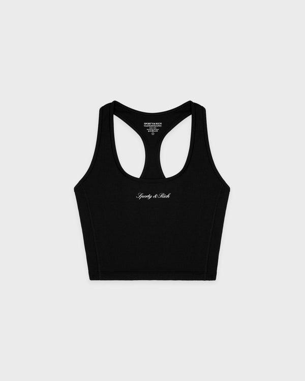 sporty & rich Signature Logo Sports Tank - Black/White