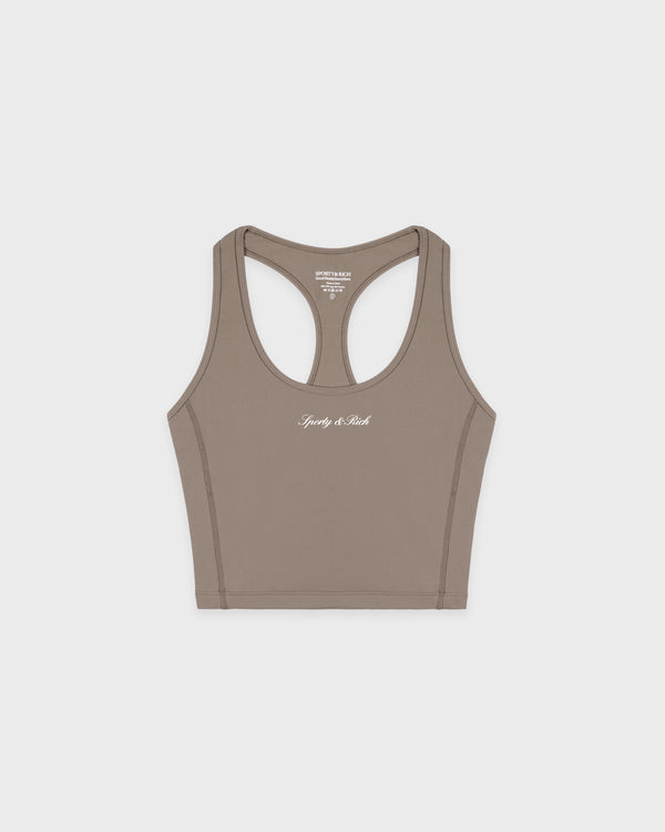 sporty & rich Signature Logo Sports Tank - Hazelnut