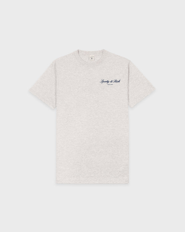 sporty & rich Signature NY T-Shirt - Heather Gray/Navy