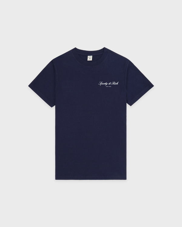 sporty & rich Signature NY T-Shirt - Navy/White