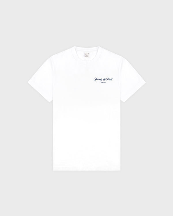 sporty & rich Signature NY T-Shirt - White/Navy