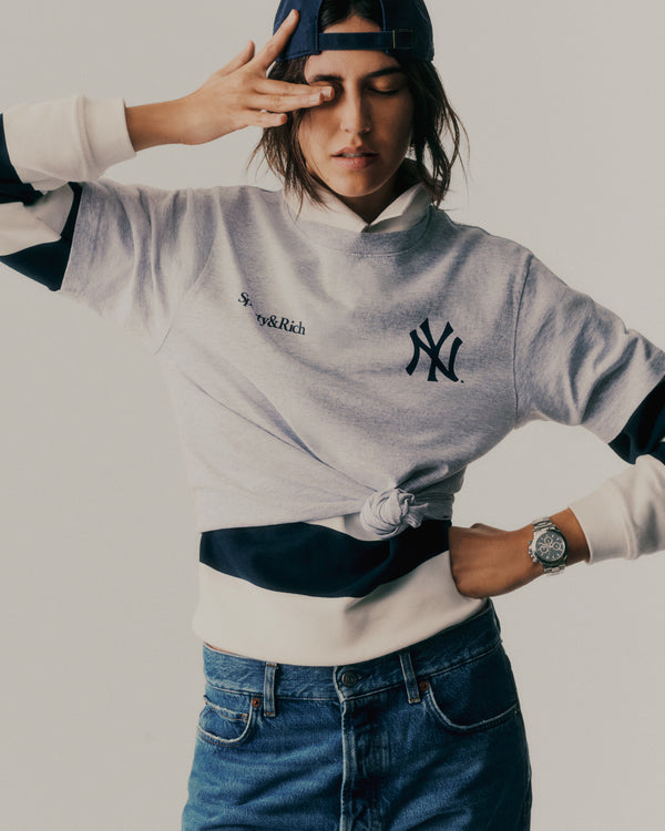 Sporty & Rich Slugger T-Shirt - Heather Gray/Navy