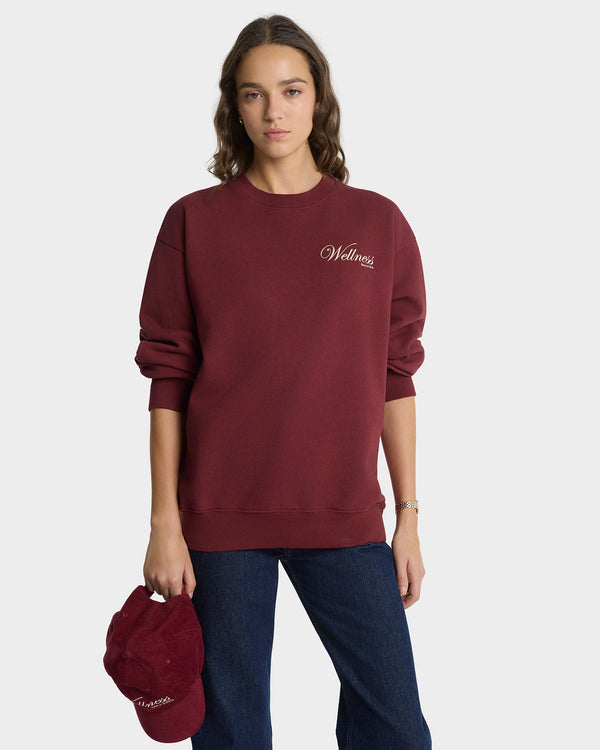 Sporty & Rich Soho Crewneck - Merlot/Cream