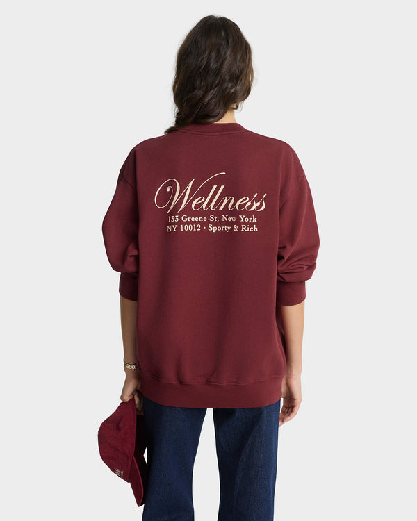 Sporty & Rich Soho Crewneck - Merlot/Cream