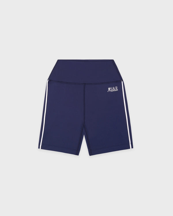 sporty & rich SR Runner Biker Short - Light Navy/White